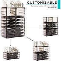 Sorbus Large Makeup Organizer Clear Stackable Jewelry Makeup Organizer For Vanity Bathroom Storage Dresser 12 Drawers Co