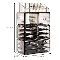 Sorbus Large Makeup Organizer Clear Stackable Jewelry Makeup Organizer For Vanity Bathroom Storage Dresser 12 Drawers Co