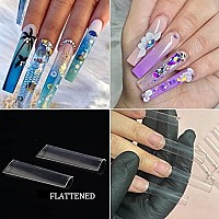 Inenk Flattened No C Curve Xxl Square Nail Tips Clear Half Cover Tapered Square Straight Nail Tips Flat For Acrylic Nails Salon