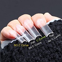 Inenk Flattened No C Curve Xxl Square Nail Tips Clear Half Cover Tapered Square Straight Nail Tips Flat For Acrylic Nails Salon