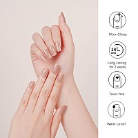 Danni Toni Semicured Nail Stickers Gel Nail Strips Warm Nude Gel Nail Polish Stickers Glossy Nail Wraps 28 Stickers