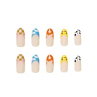 24 Pcs Coffin Press On Nails Long Sunjasmine Fake Nails Glue On Nails Glossy False Nails With Glue Acrylic Nails For Women An