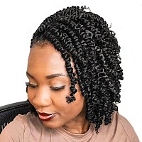 8 Inch Pre-twisted Passion Twist Crochet Hair 8 Packs Pre-looped Short Passion Twist Braiding Hair (2#/Off Black)