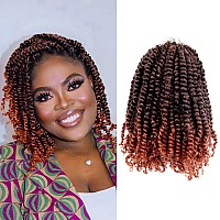 10 Inch Pre-twisted Passion Twist Crochet Hair 8 Packs Pre-looped Short Passion Twist Braiding Hair (T350/Ombre Ginger Red)