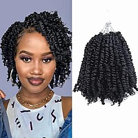 6 Inch Pre-twisted Passion Twist Crochet Hair 8 Packs Pre-looped Short Passion Twist Braiding Hair (1B/Natural Black)