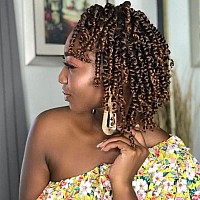 6 Inch Pre-twisted Passion Twist Crochet Hair 8 Packs Pre-looped Short Passion Twist Braiding Hair (T30/Ombre Light Brown)