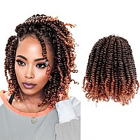 Kavsorapi Passion Twist Hair 8 Inch Short Pre Looped Crochet Braids Pre Twisted Crochet Twist 8 Packs T350Ombre Ginger Red