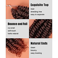 Kavsorapi Passion Twist Hair 8 Inch Short Pre Looped Crochet Braids Pre Twisted Crochet Twist 8 Packs T350Ombre Ginger Red