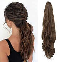 Lommel Ponytail Extensions Claw Clip Ponytail Extensions for Women 20 Inch Long Wavy Ponytail Extensions Fluffy Synthetic Ponytail Hairpiece Natural Soft Daily Use (8/30)