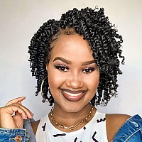 6 Inch Pre-twisted Passion Twist Crochet Hair 8 Packs Pre-looped Short Passion Twist Braiding Hair (2#/Off Black)