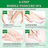 Nbc Beautilab Pedicure Kit Foot Soak Set Bubble Salt Sugar Scrub Massage Mask Massage Lotion In A Box 4 Step Foot Spa Kit F