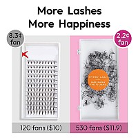 Eyesy Lash 500 Promade Fans | 8D 0.05 Size 10 mm Curl D | Premade Lash Fans Mega Volume Lash Extensions Premade Fans Eyelash Extensions Fans Lash Fans Premade Eyelash Extensions Fans