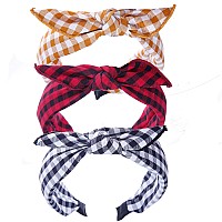 Lvyeer Bow Headbands For Women Bandana Headband Plaid Headband Rabbit Ear Cute Headbands Hair Accessories