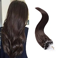 Sego Micro Loop Human Hair Extensions 20 Inch Dark Brown Micro Beads Hair Extensions Human Hair Cold Fusion Micro Ring Hair Exte