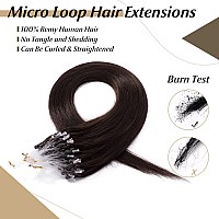 Sego Micro Loop Human Hair Extensions 20 Inch Dark Brown Micro Beads Hair Extensions Human Hair Cold Fusion Micro Ring Hair Exte