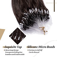 Sego Micro Loop Human Hair Extensions 20 Inch Dark Brown Micro Beads Hair Extensions Human Hair Cold Fusion Micro Ring Hair Exte