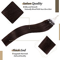 Sego Micro Loop Human Hair Extensions 20 Inch Dark Brown Micro Beads Hair Extensions Human Hair Cold Fusion Micro Ring Hair Exte