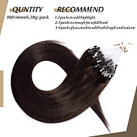 Sego Micro Loop Human Hair Extensions 20 Inch Dark Brown Micro Beads Hair Extensions Human Hair Cold Fusion Micro Ring Hair Exte