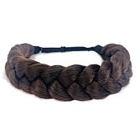 Toecwegr Crimp And Fluffy Braided Headband 3 Strands Synthetic Hair Braid Fashion Chunky Wide Thick Elastic Braid Headbands Clot