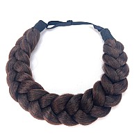 Toecwegr Crimp And Fluffy Braided Headband 3 Strands Synthetic Hair Braid Fashion Chunky Wide Thick Elastic Braid Headbands Clot