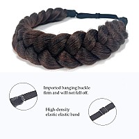 Toecwegr Crimp And Fluffy Braided Headband 3 Strands Synthetic Hair Braid Fashion Chunky Wide Thick Elastic Braid Headbands Clot