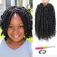 Passion Twist Hair - 8 Packs 6 Inch Passion Twist Crochet Hair For Black Women, Crochet Pretwisted Curly Hair Passion Twists Synthetic Braiding Hair Extensions(6 Inch 8 Packs, 1B)