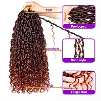 ZRQ 8 Packs Curly Faux Locs Crochet Hair 18 Inch Ginger Goddess Locs Crochet Braids Hair,Pre Looped River Boho Locs Crochet Hippie Locs With Curly Ends Synthetic Sft Locs For Women T350#