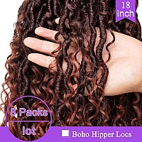 ZRQ 8 Packs Curly Faux Locs Crochet Hair 18 Inch Ginger Goddess Locs Crochet Braids Hair,Pre Looped River Boho Locs Crochet Hippie Locs With Curly Ends Synthetic Sft Locs For Women T350#