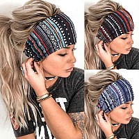 Aceorna Boho Headbands Wide Knot Hair Band Elastic Turban Head Band Stretch Leopard Twist Head Wraps Cloth Yoga Sweartband Fashion Hair Accessories for Women and Girls 3 Pcs (Set G)