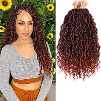 ZRQ 8 Packs Ginger Faux Locs Crochet Hair, 14 Inch Goddess Locs Crochet Braids Hair,Pre Looped River Hippie Locs With Curly Ends,Bohemian Locs Synthetic Hair Extension For Women T350#