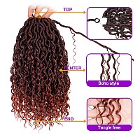 ZRQ 8 Packs Ginger Faux Locs Crochet Hair, 14 Inch Goddess Locs Crochet Braids Hair,Pre Looped River Hippie Locs With Curly Ends,Bohemian Locs Synthetic Hair Extension For Women T350#