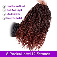 ZRQ 8 Packs Ginger Faux Locs Crochet Hair, 14 Inch Goddess Locs Crochet Braids Hair,Pre Looped River Hippie Locs With Curly Ends,Bohemian Locs Synthetic Hair Extension For Women T350#