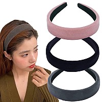 Lvyeer Velvet Wide Headbands For Women Soft Head Bands Diademas Para Mujer De Moda Hairbands For Women Girls Fashion No Slip Headband For Women Hairbands Hair Accessories (3 Pack-B)