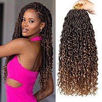 ZRQ 8 Packs Boho Faux Locs Crochet Hair 18 Inch Goddess Locs Croceht Braids, Pre Looped Soft Bohemian Locs Boho Style River Hipple Locs With Curly Ends Hair Extension T27#