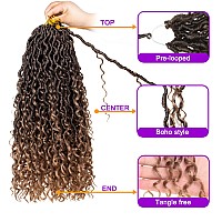 ZRQ 8 Packs Boho Faux Locs Crochet Hair 18 Inch Goddess Locs Croceht Braids, Pre Looped Soft Bohemian Locs Boho Style River Hipple Locs With Curly Ends Hair Extension T27#