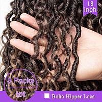 ZRQ 8 Packs Boho Faux Locs Crochet Hair 18 Inch Goddess Locs Croceht Braids, Pre Looped Soft Bohemian Locs Boho Style River Hipple Locs With Curly Ends Hair Extension T27#