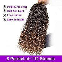 ZRQ 8 Packs Boho Faux Locs Crochet Hair 18 Inch Goddess Locs Croceht Braids, Pre Looped Soft Bohemian Locs Boho Style River Hipple Locs With Curly Ends Hair Extension T27#