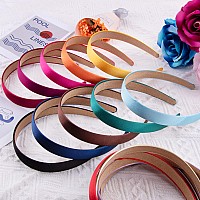 SIQUK 18 Pieces Satin Headbands 0.79 Inch Wide Non-slip Headband Plain Satin Headband Colorful Hard Headbands DIY Headbands for Women and Girls, 18 Colors