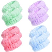 Chuangdi 4 Pairs Wrist Spa Wrist Bands For Washing Face Microfiber Wrist Wash Towel Band Scrunchies Absorbent Wrist Sweatband Fo