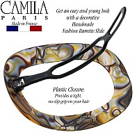 Camila Paris Cp3355 French Hair Barrette Clip For Women Handmade Onyx Slidein Metalfree Closure Strong Hold Grip Hair Clip