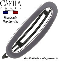 Camila Paris Cp3366 French Hair Barrette Clip For Women Handmade Gray White Slidein Metalfree Closure Strong Hold Grip Hair