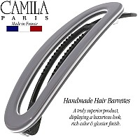 Camila Paris Cp3366 French Hair Barrette Clip For Women Handmade Gray White Slidein Metalfree Closure Strong Hold Grip Hair