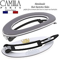 Camila Paris Cp3368 French Hair Barrette Clip For Women Handmade Gray White Side Slidein Metalfree Closure Strong Hold Grip