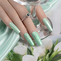 Rarjsm Pearl Gel Nail Polish Glitter Drawing Gel Polish Light Green Shimmer Mermaid Nail Gel Soak Off Uv Gel For Salon Home Diy