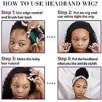 Rebasar Headband Wigs Human Hair 10 Inch Glueless Short Curly Headband Wigs For Black Women Human Hair None Lace Front Wear And