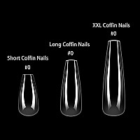 Wellquinn Xl Coffin Long Nails Tips Gel X Full Cover Clear Fake Acrylic Ballerina Shaped False Artificial Nails With Case For N