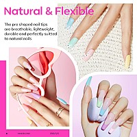 Modelones Gel X Nail Kit Nail Tips And Glue Gel Kit With 4Inone Nail Glue Gel 500Pcs Long Coffin Nail Nail Dehydrator Ultr