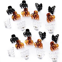 Cobahom 24 Pcs Small Hair Claw Clips Mini Hair Clips 1.2 Inch Plastic Hair Clips for Thin Hair No-Slip Mini Hair Clips Hair Styling Accessories for Women and Girls, Black, Brown, and White