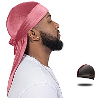 Velvet Durag For Men Wave Cap Velvet Dorag For Men Women 360 Wave Peach Pink