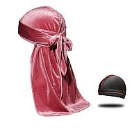 Velvet Durag For Men Wave Cap Velvet Dorag For Men Women 360 Wave Peach Pink